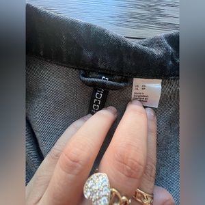 Women black and gray jean jacket